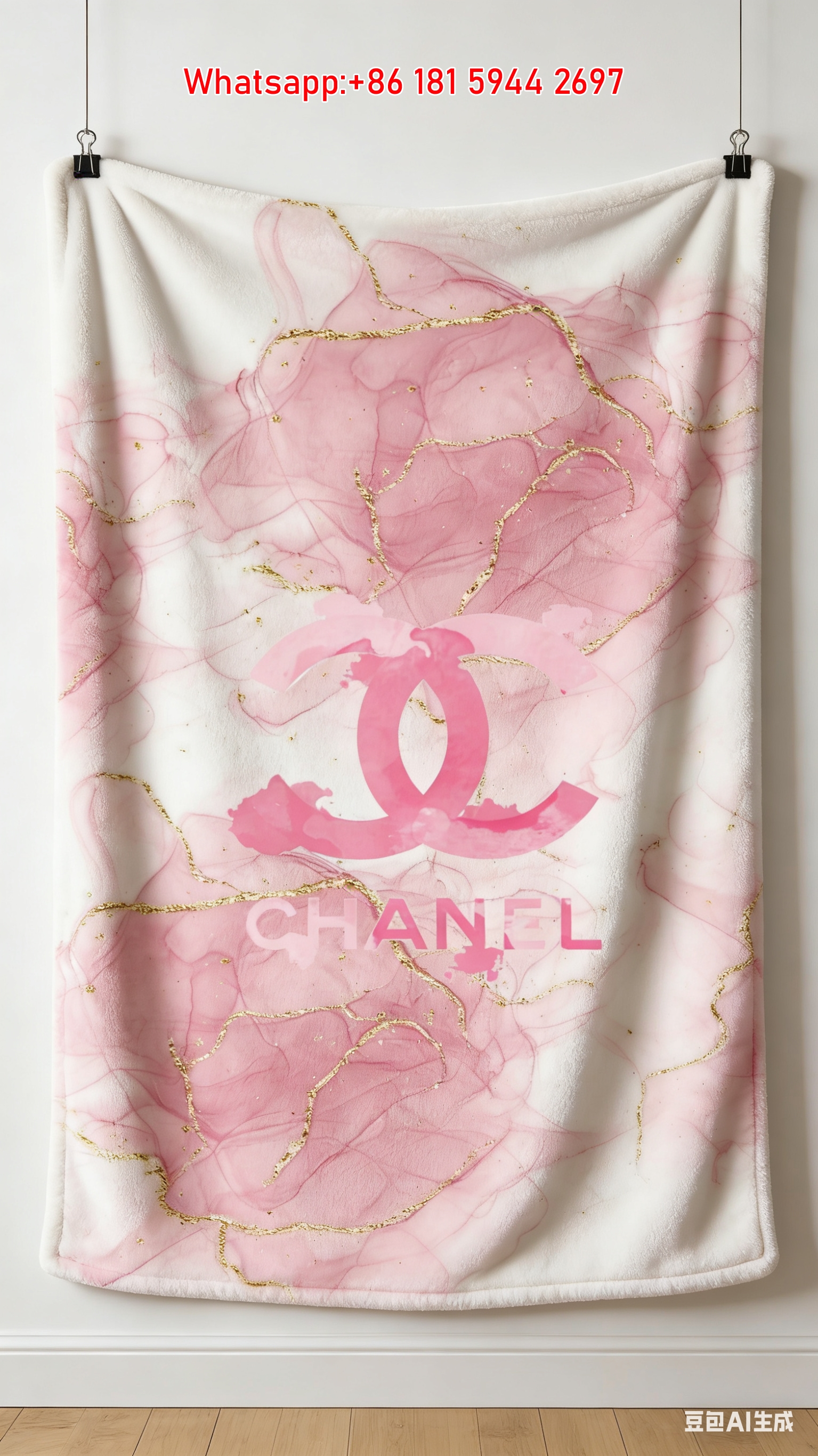 Chanel Black Gold Gradient Flannel Throw Blanket IMG_7304